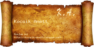 Kocsik Anett névjegykártya